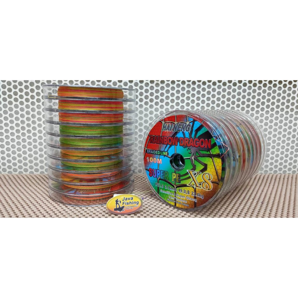 Benang PE Hai Neng Rainbow Dragon X8 100m Multi Color Braided