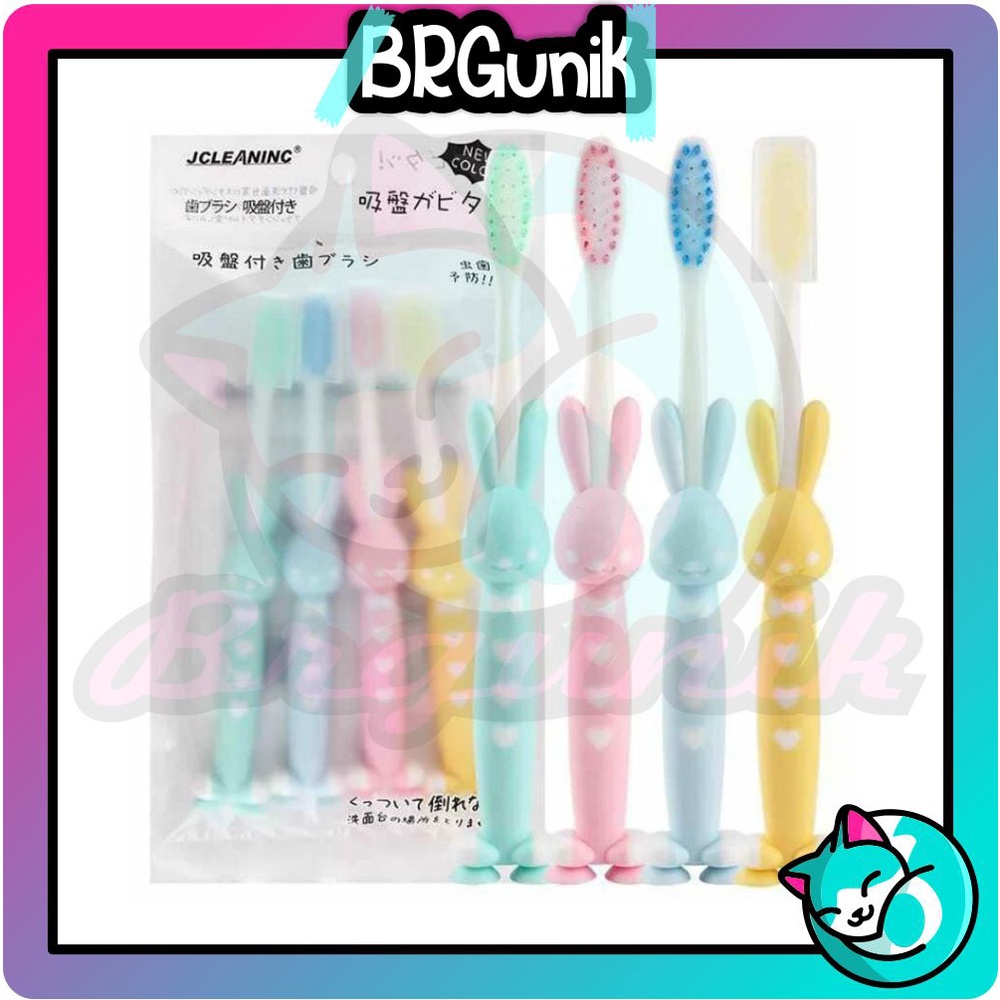 BRGUNIK Sikat Gigi Anak Karakter Beruang &amp; Kelinci Sikat Gigi Halus Lembut Motif Lucu R617