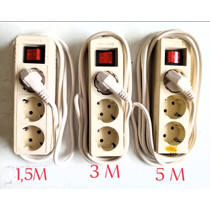 Cok Sambung / Kabel Sambung Sunfree / Pioline  3 Lubang Stop + Switch