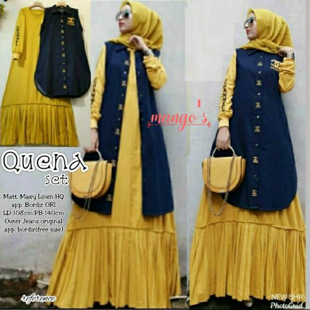 Quena Set (Dress + Outer jeans)