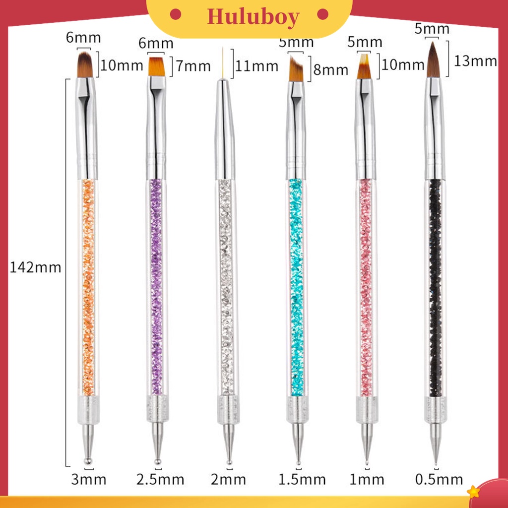 Huluboy Huluboy♡ 6pcs / Set Pena Bor Kuku Bahan Nilon Wol Model Kepala Ganda Untuk Salon