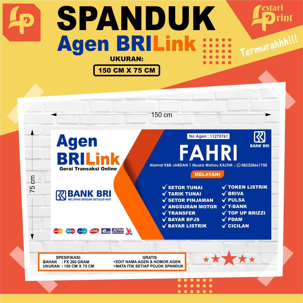 Jual SPANDUK BRILINK 1,5 METER X 0,75 METER / SPANDUK AGEN BRILINK ...