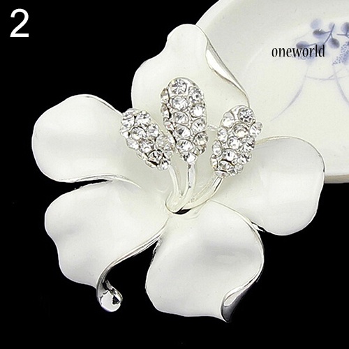 OW@ Bridal Wedding Jewelry Rhinestone Lily Flower Scarf Brooch Pin Lady Party Gift