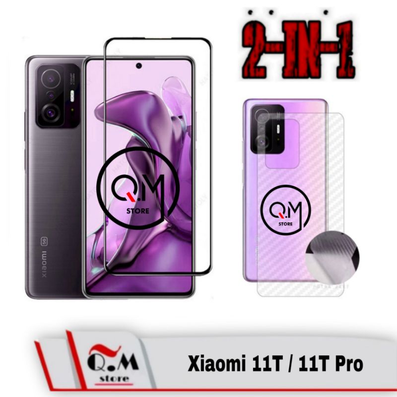 Tempered Glass Full 9D XIAOMI 11T / XIAOMI 11T PRO Screen Guard Anti Gores PAKET 2IN1 FREE GARSKIN