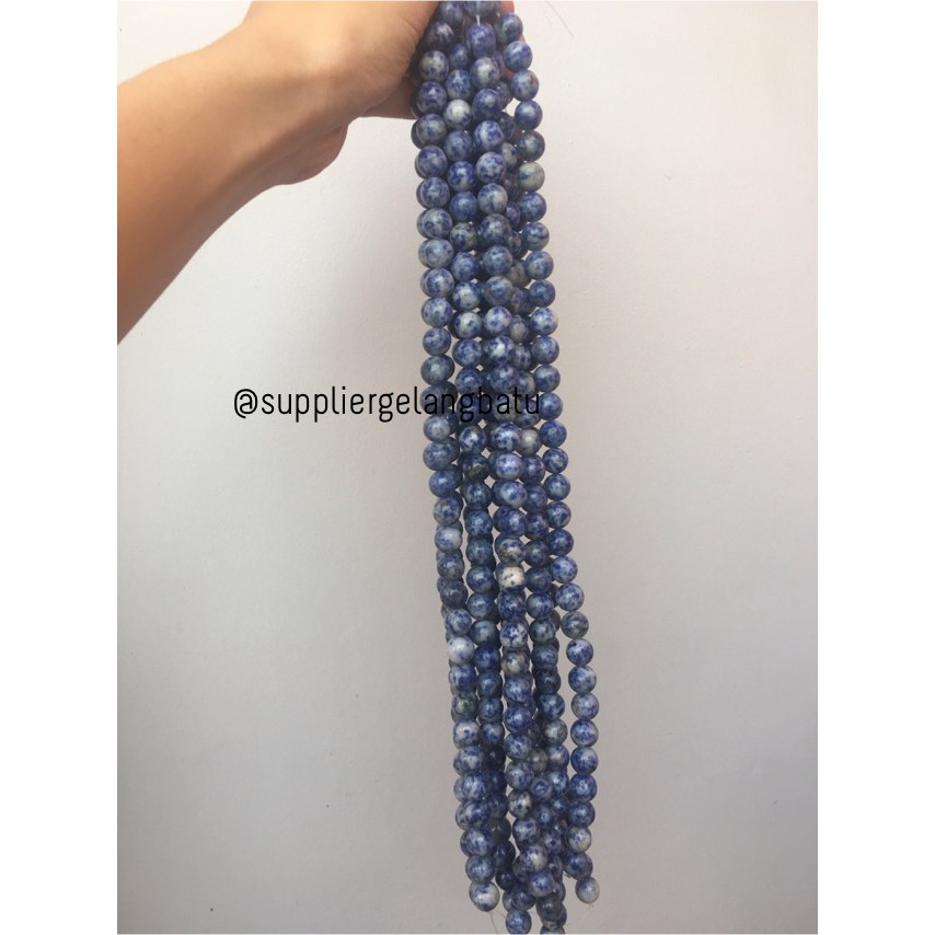 bahan gelang batu kalung sodalite renceng akik alam biru natural 12mm craft aksesoris trend fashion