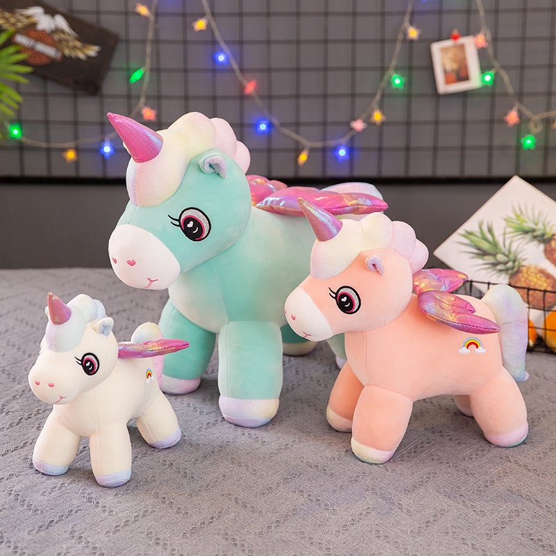 Boneka Unicorn Kuda Tanduk Pink Bahan Plush