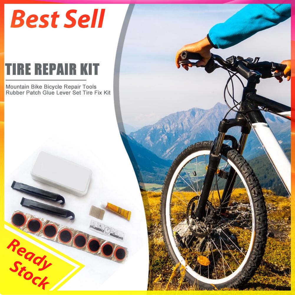 Mountain Bike Bicycle Repair Tools Rubber Patch Glue Lever Set Tire Fix Kit