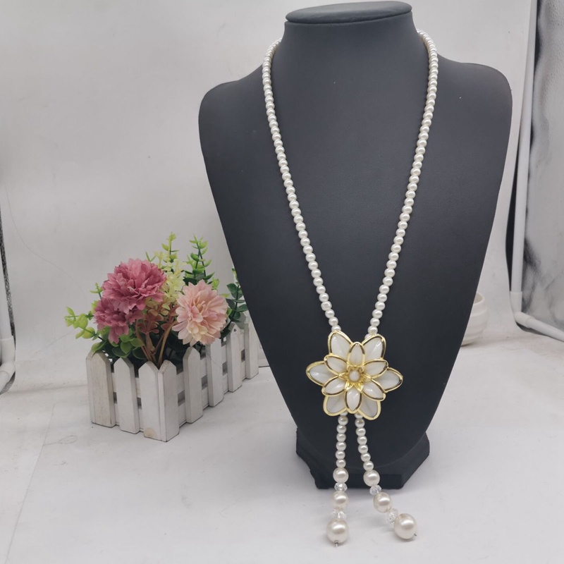 Kalung Rantai Panjang Dengan Liontin Mutiara Imitasi Gaya Vintage Untuk Wanita