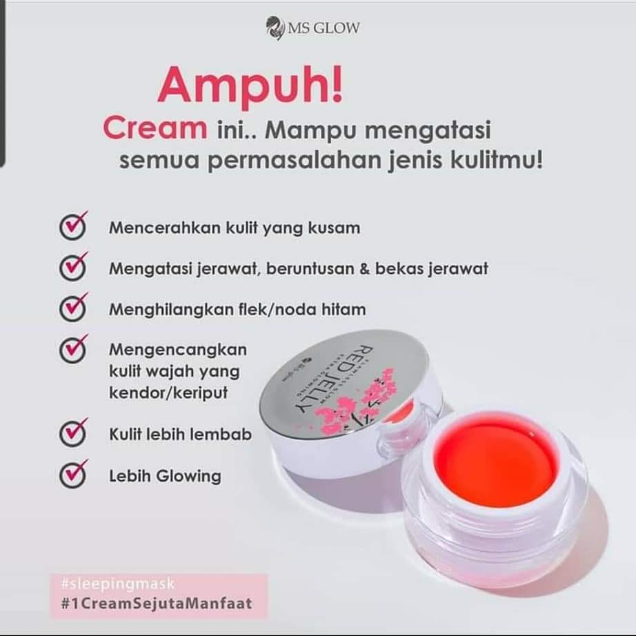 Ms Glow Red Jelly Extra Glowing Original 100% Cream Sejuta Manfaat , Lactobacillus 2% Ms Glow