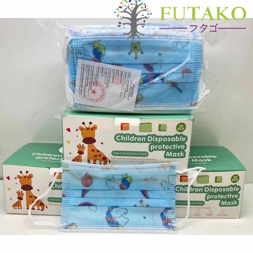 FUTAKO Masker Anak 3ply isi 50 Pcs Earloop 3 -14 Tahun Medical Grade