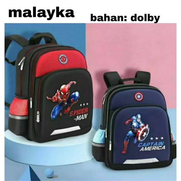 RANSEL ANAK MARVEL SUPERHEROES SPIDERMAN, CAPTAIN AMERICA UNTUK SEKOLAH SD SMP SMA ADA SLOT LAPTOP DAN TABLET BAHAN KANVAS SEPERTI IMPORT