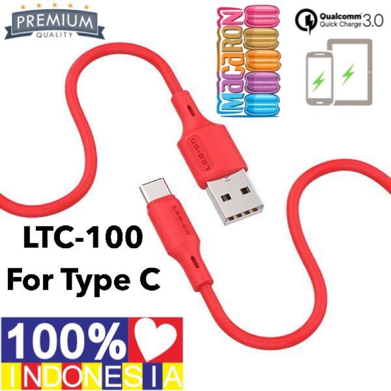 KABEL DATA MACARON LOG ON LTC100 TYPE C ORIGINAL PROMO SEN