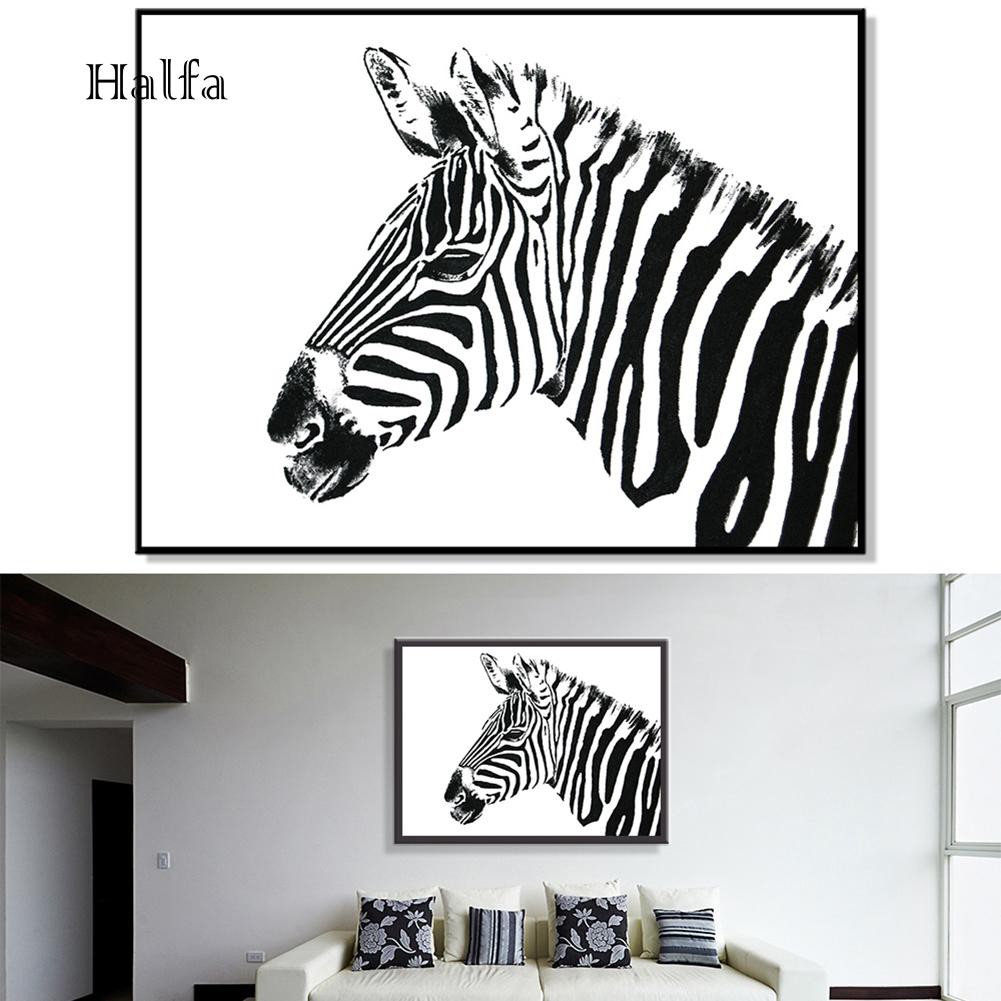 Hl Lukisan Desain Zebra Warna Putih Hitam Untuk Digantung