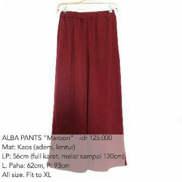 Celana Kulot Alba Pants MAROON by ISH Iymelsayshijab