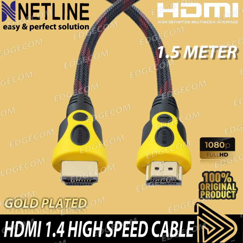 Kabel HDMI Male to Male V2.0 1,5 Meter Gold Plated NETLINE