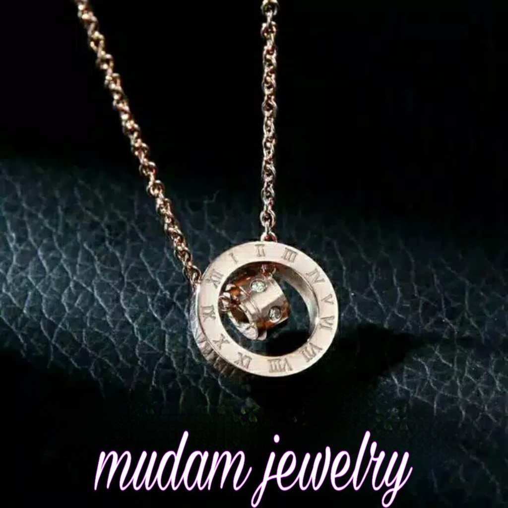 Kalung Bulgr Ring Titanium Rose Gold, Gold dan Silver