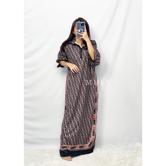 MDLV ~ 06610# Fendila FF Shirt Maxi Dress Maxi Dress Pendi Long Dress Premium Fashion Import