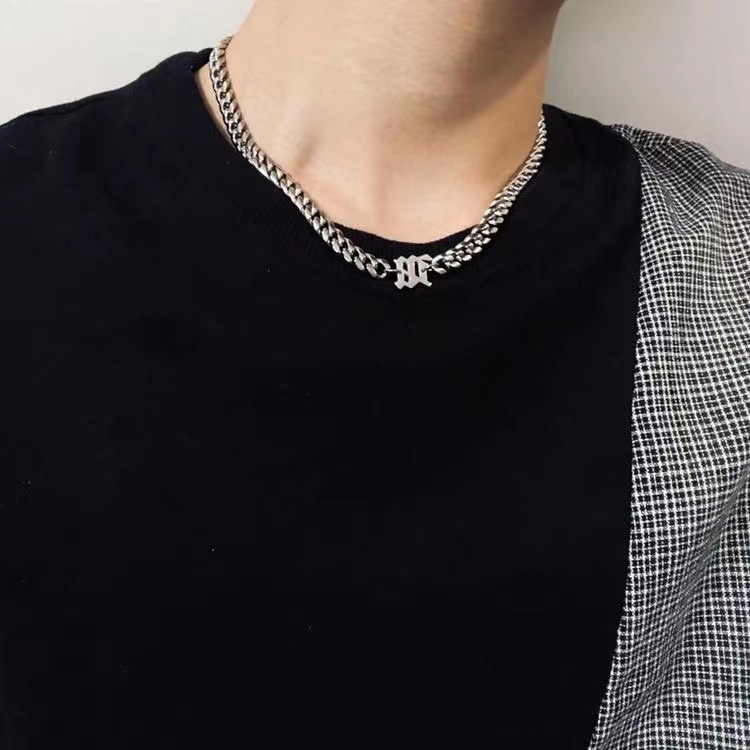 Kalung Rantai Bahan Stainless Steel Gaya Hip Hop