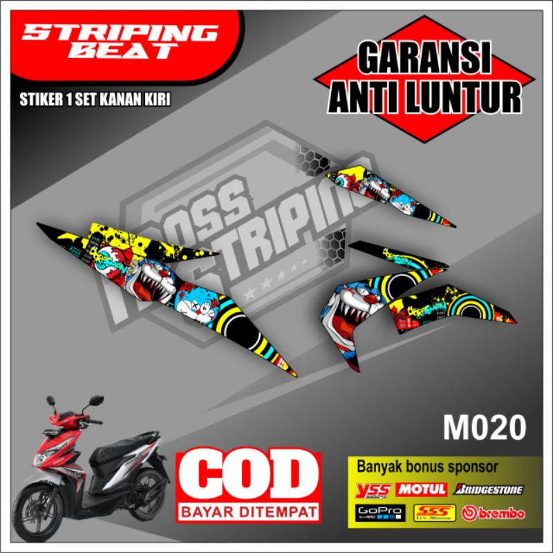 sticker Beat Esp Stiker Beat Fi injeksi list striping variasi motor beat motif doraemon zombie