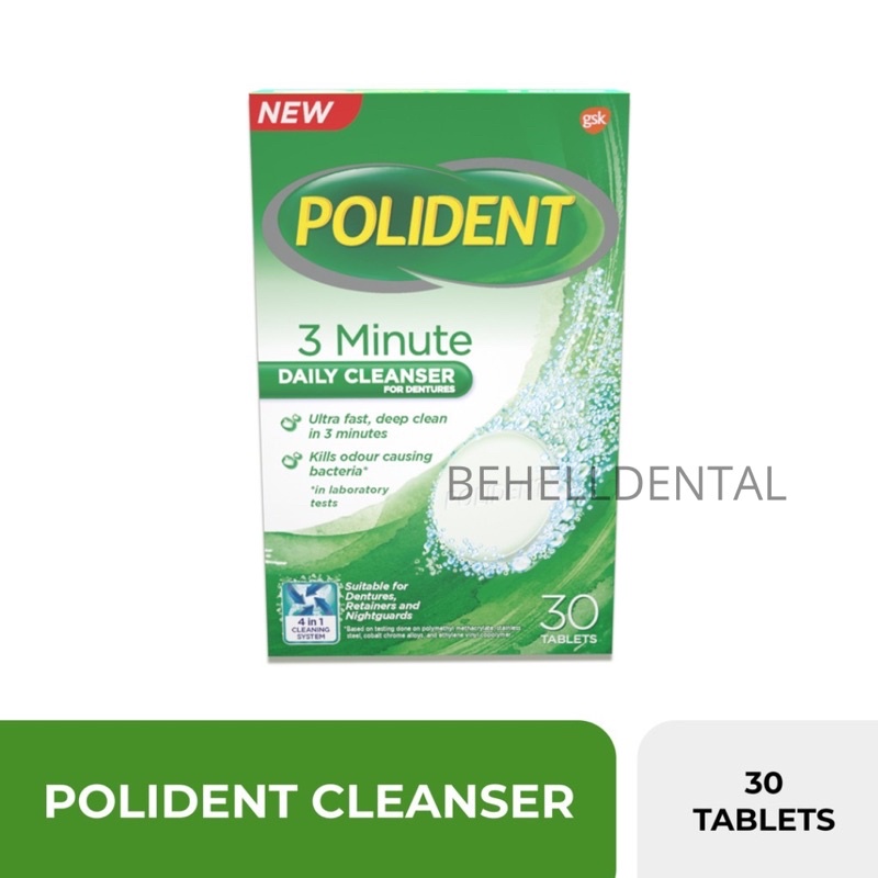 POLIDENT DENTURE CLEANSER EXSPRESS - TABLET PEMBERSIH PENCUCI GIGI PALSU ATAU GIGI TIRUAN ISI 30 TABLET