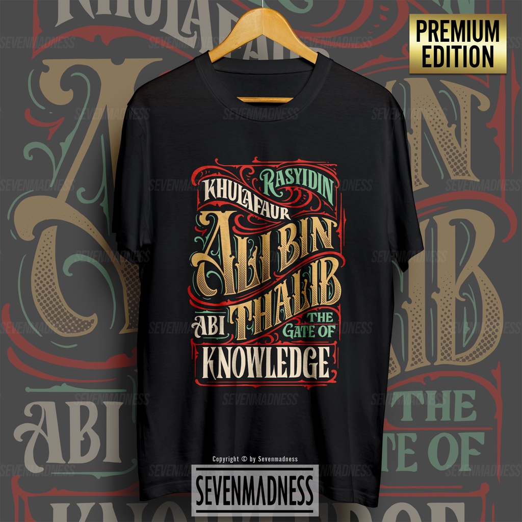 Kaos Dakwah Islami Pria 24s - Ali Bin Abi Thalib - T-Shirt Distro Muslim Kata Kata Islam Santri