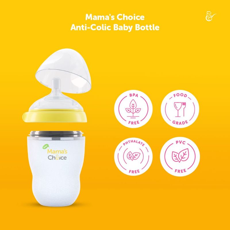 Mama's Choice Anti Colic Baby Bottle | Dot Botol Susu Bayi Bahan Silikon BPA Free