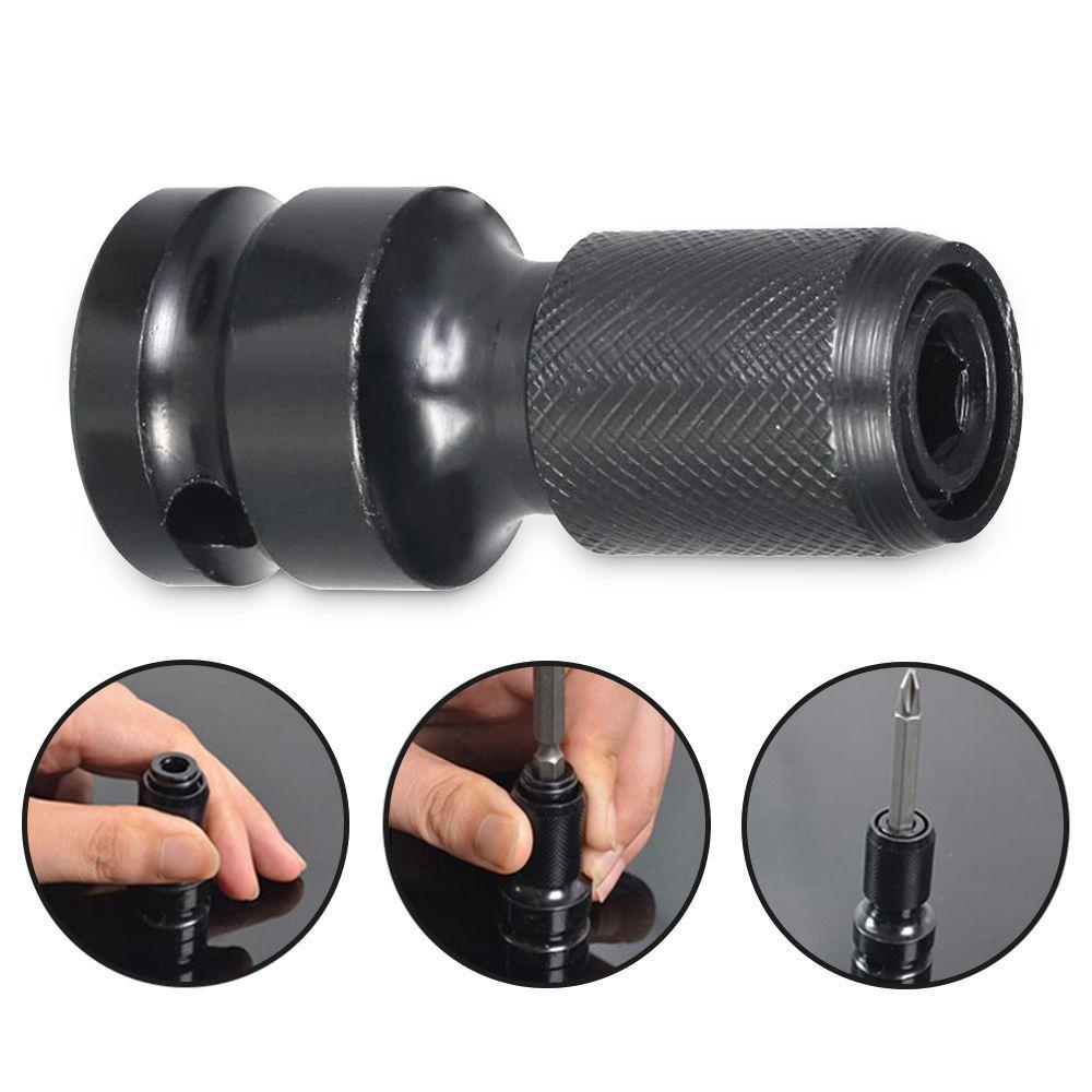 [Elegan] Kunci Pas Socket Adapter 1set Hitam1/2Inch Square Power Tool Aksesoris 1/4inch Hex Ratchet Socket