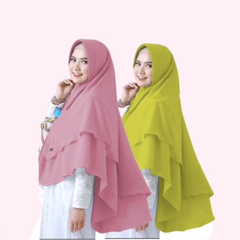 Khimar 2 layer Jilbab syari Jumbo Jilbab Mode Terbaru Dewasa Dua Layer Kerudung 2 Layer Murah Shifon