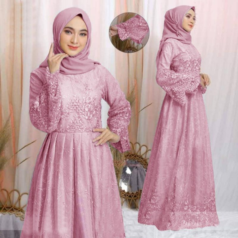 MAXI ARSY /GAMIS BRUKAT TILLE /GAMIS UNDANGAN /GAMIS LEBARAN /GAMIS KONDANGAN