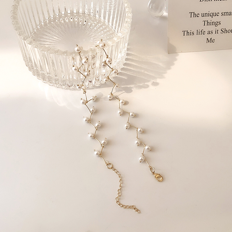 YEEZII Kalung Rantai Choker Hias Liontin Mutiara Gaya Retro Vintage Untuk Wanita