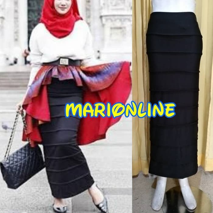 rok span panjang lipet lipit lipit