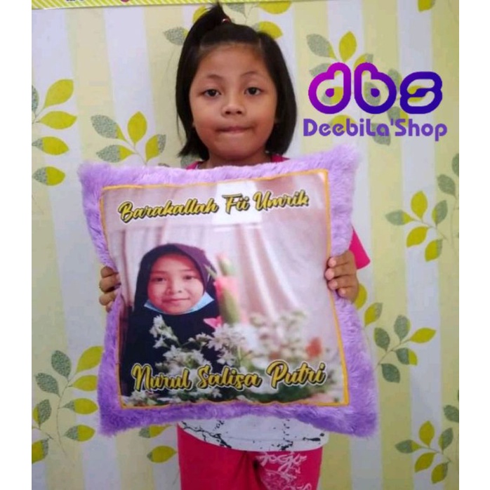 BANTAL FOTO RASFUR Ukuran 40x40cm / BANTAL CUSTOM FOTO / BANTAL FOTO BULU