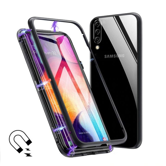 Samsung A70 Magnetic Case Tempered Glass Premium