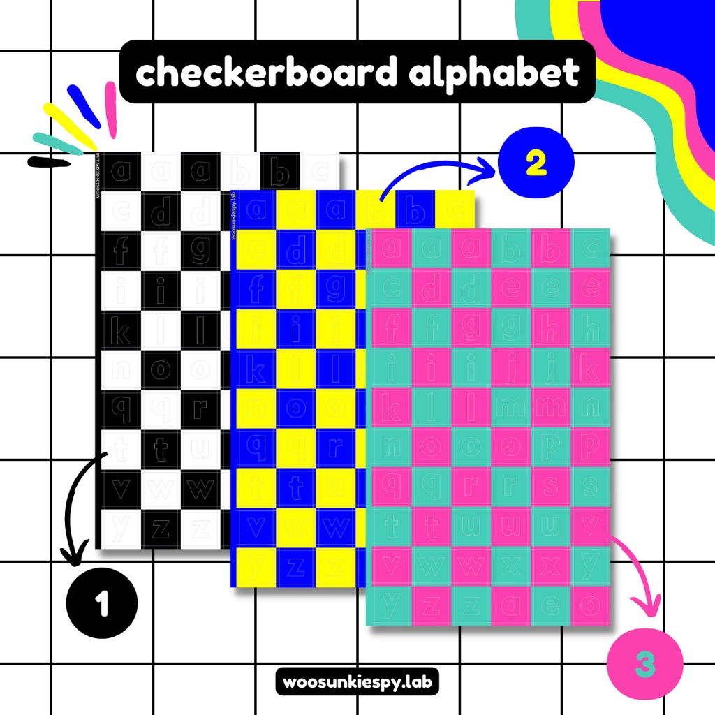 

[woosunkiespy.lab] checkerboard alphabet deco sticker kiss cut