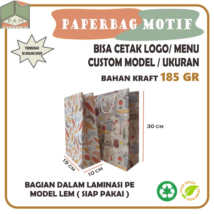 

SALE PAPER BAG KADO KANTONG GOODIE ECO KRAFT LAMINASI DALAM 19 X 10 X 30 - BON APETIT