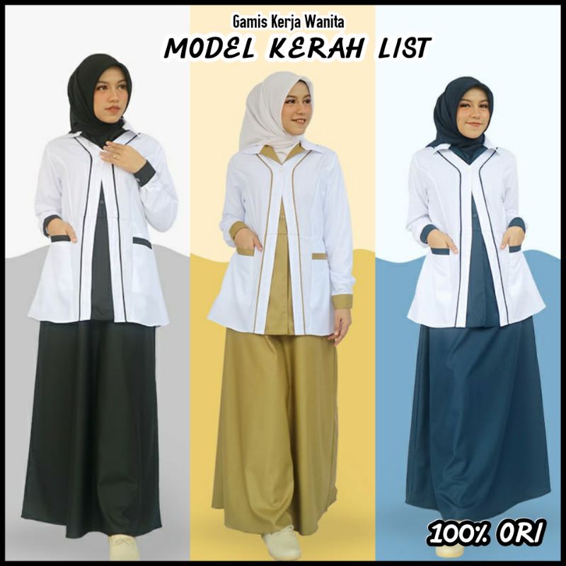 Gamis Kerja Wanita Hitam Putih Seragam Dinas Wanita Blazer Kerja Setelan Baju Kerja Wanita Ori by Ri