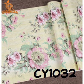 Wallpaper Dinding 3D - Stiker Dinding Aesthetic Wallstiker Motif Bunga Shabby Ukuran 45cmx10meter-CY1032