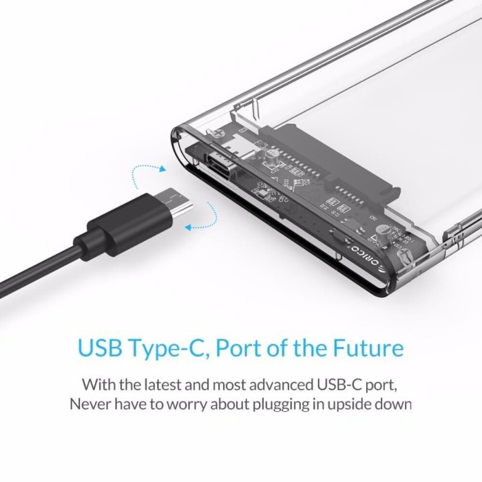 Hdd ssd Enclosure Orico 2.5 sata Transparent type-C 10Gbps 4tb 2139c3-g2 - Casing harddisk external transparan