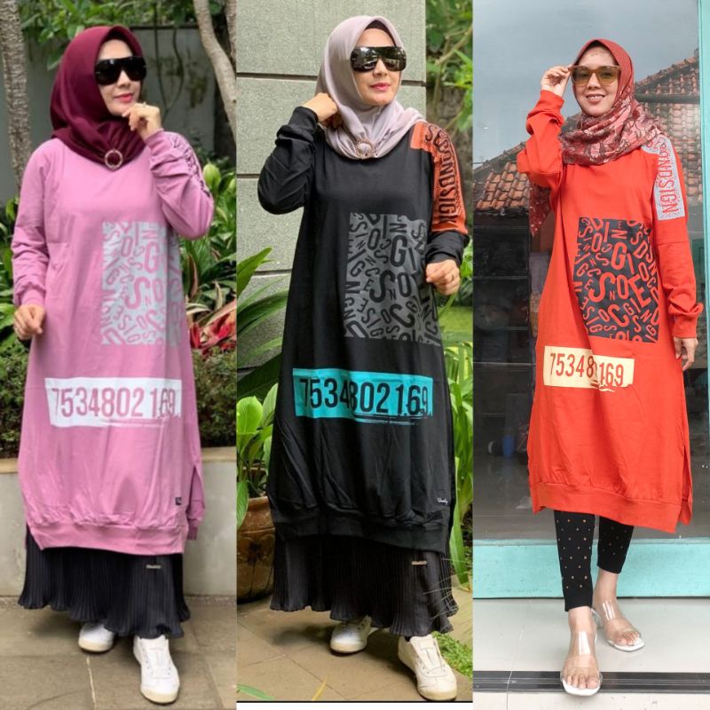 Long Tunik Terbaru /Long tunik Oversize / Tunik wanita jvn  / Tunik kaos kombet