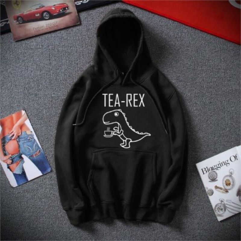 HOODIE UNISEX TEA REX /// JUMPER CASUAL FLEECE PREMIUM KEKINIAN TERBARU''