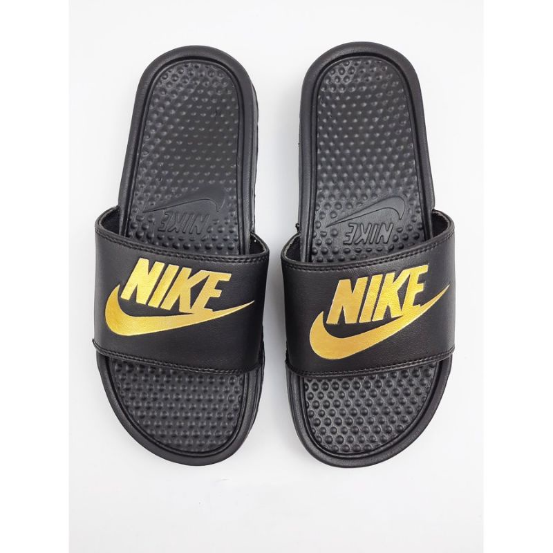 SANDAL SLIDE NIKE BENNASI WHITE / SANDAL SLOP DISTRO NIKE BENNASI PUTIH HIGHT QUALITY-Gold