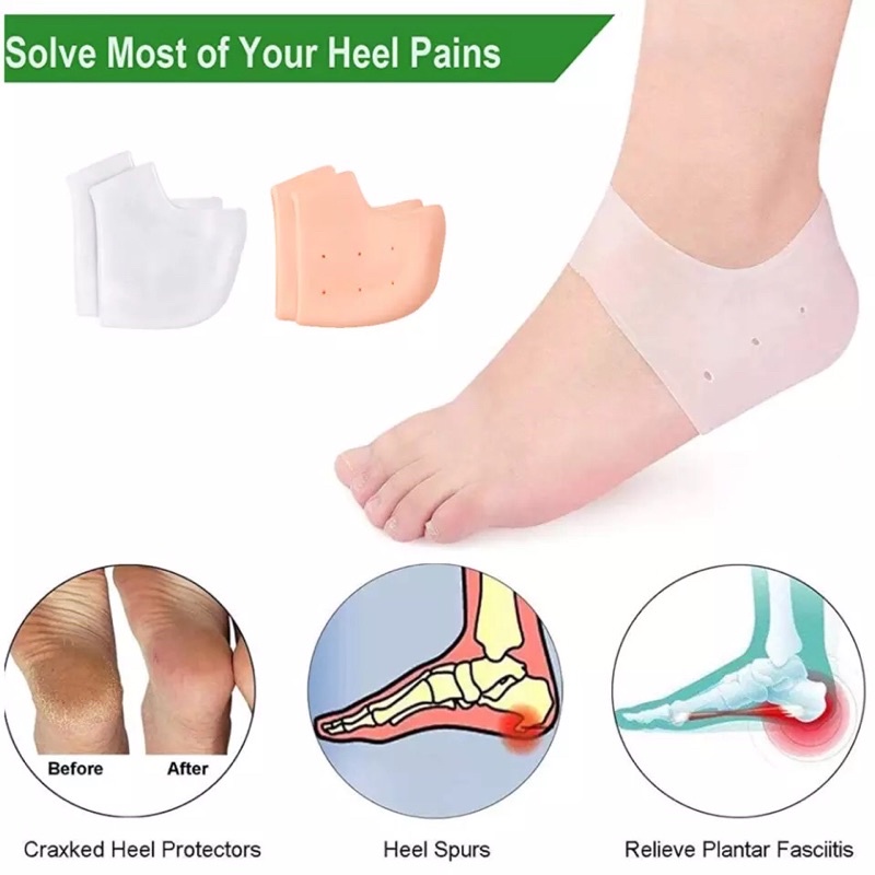 [BAYAR DI TEMPAT] 1 Pasang Silikon Insole Pad Untuk Pelindung Tumit TERBAIK - ANTI SAKIT &amp; Kaki Pecah