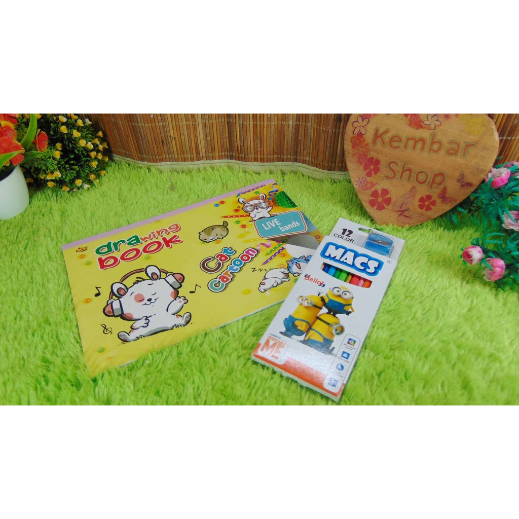 

PAHE-MACS PAKET HEMAT PENSIL WARNA CRAYON MACS OIL PASTEL 12 COLORS PLUS BUKU GAMBAR DRAWING BOOK