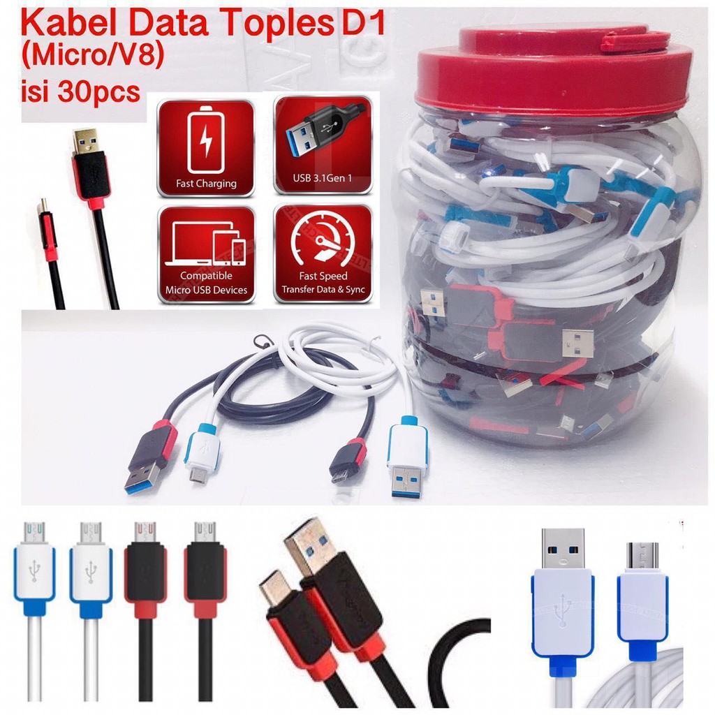 Kabel Data Kabel Charger V8 Toples D1 Micro