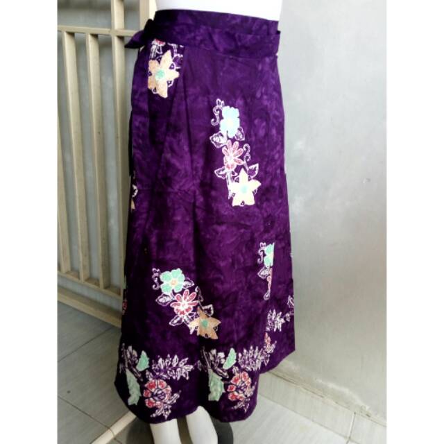 Rok lilit midi batik cap kombinasi tulis