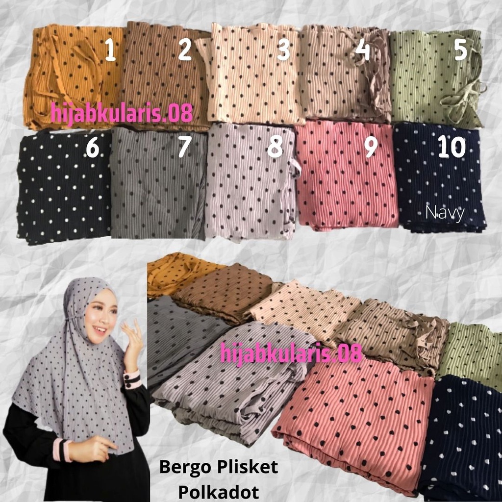 Bergo Plisket Premium Polkadot / Kerudung Bergo Plisket Polkadot / Hijab Instan Plisket Motif Polkad