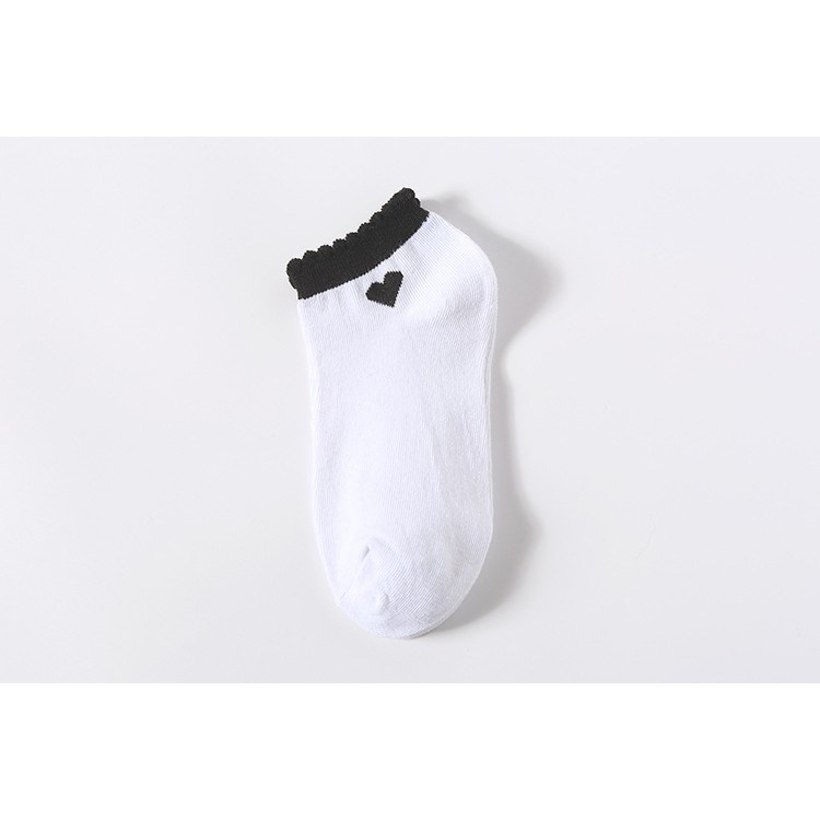 Kaos Kaki Ankle Cute Kaos Kaki Pendek Polos dan Motif Semata Kaki Import Murah Motif Polos-LOVE HITAM