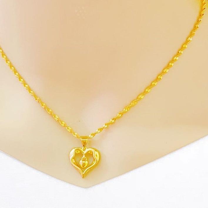 Terlengkap dan termurah➱ Hong Kong Bebas Pajak Love Liontin Kalung Emas Asli Fashion 999 Wanita Emas Murni Kekasih Kalung ❗❗COD ⭐