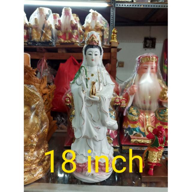 patung dewi kwan im guan yin berdiri 18 inch keramik
