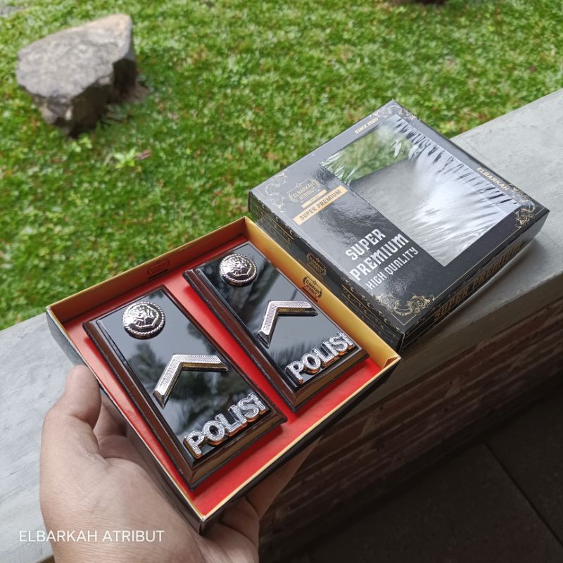 PANGKAT PDH POLRI BRIPDA FULL AKRILIK HITAM LIS COKLAT GLOSY/ATRIBUT POLRI/ATRIBUT POLISI/PANGKAT PD